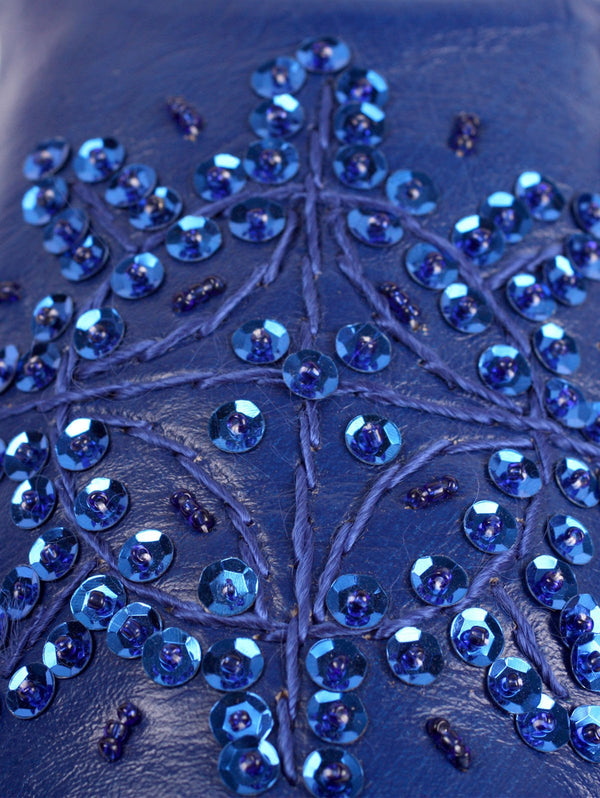 Moroccan Babouche Sequin Slippers, Cobalt - Bohemia Design
