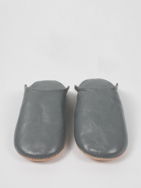 Moroccan Babouche Basic Slippers, Slate Grey - Bohemia Design