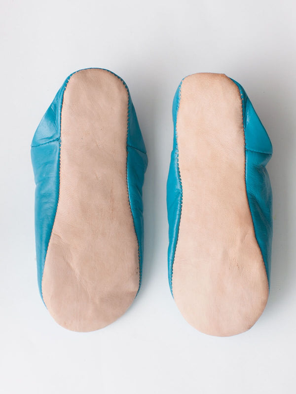 Moroccan Babouche Sequin Slippers, Aqua - Bohemia Design
