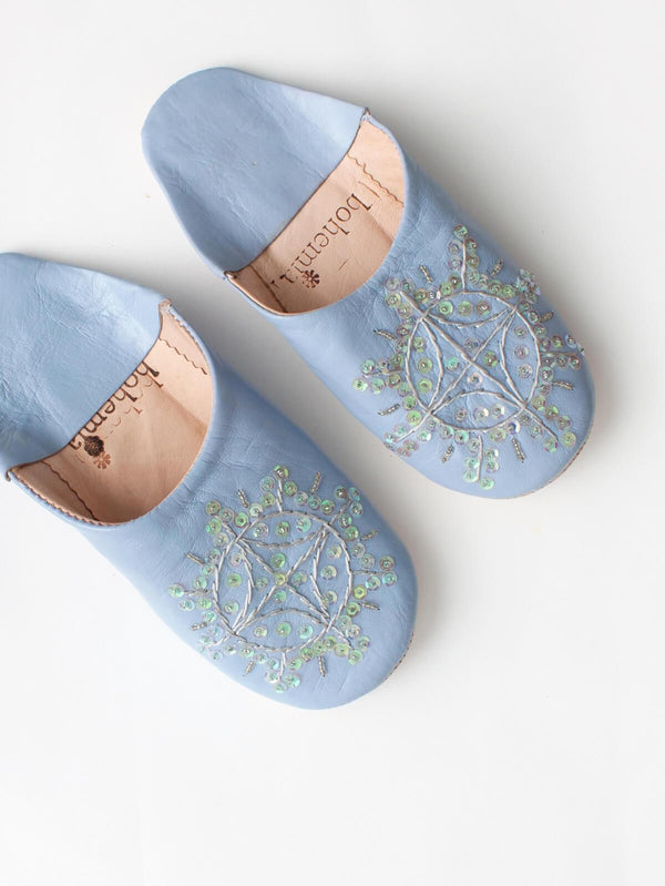 Moroccan Babouche Sequin Slippers, Lilac - Bohemia Design