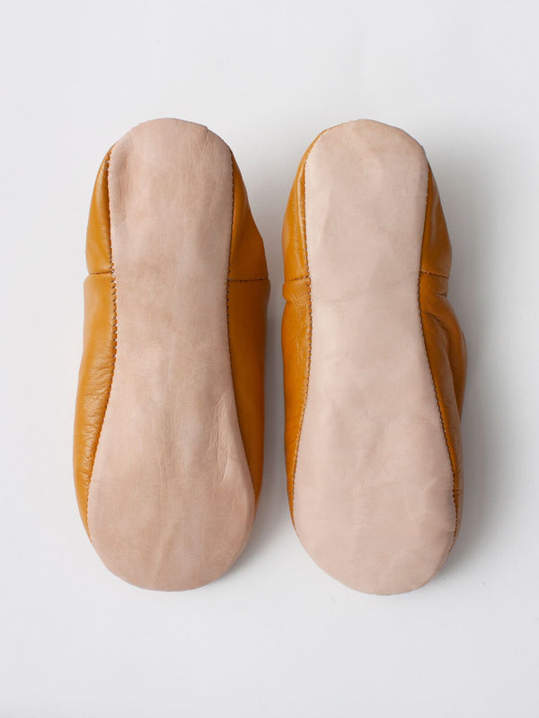 Moroccan Babouche Basic Slippers, Ochre - Bohemia Design