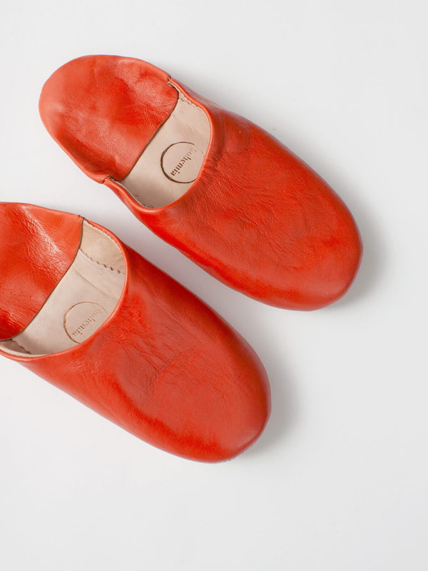 Moroccan Babouche Basic Slippers, Orange - Bohemia Design