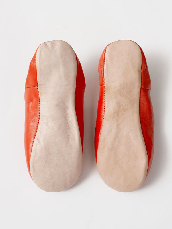 Moroccan Babouche Basic Slippers, Orange - Bohemia Design