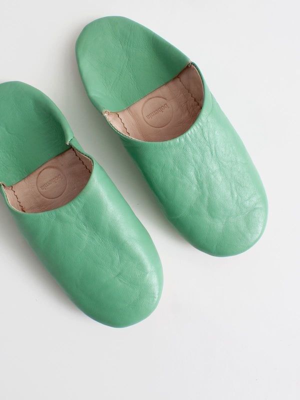Moroccan Babouche Basic Slippers, Spearmint | Bohemia Design