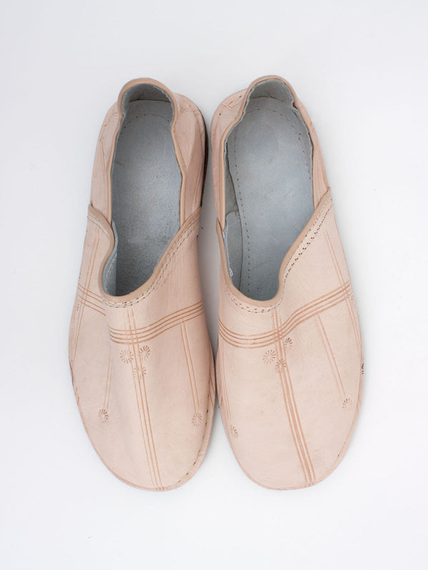 Moroccan Berber Babouche Slippers, Natural