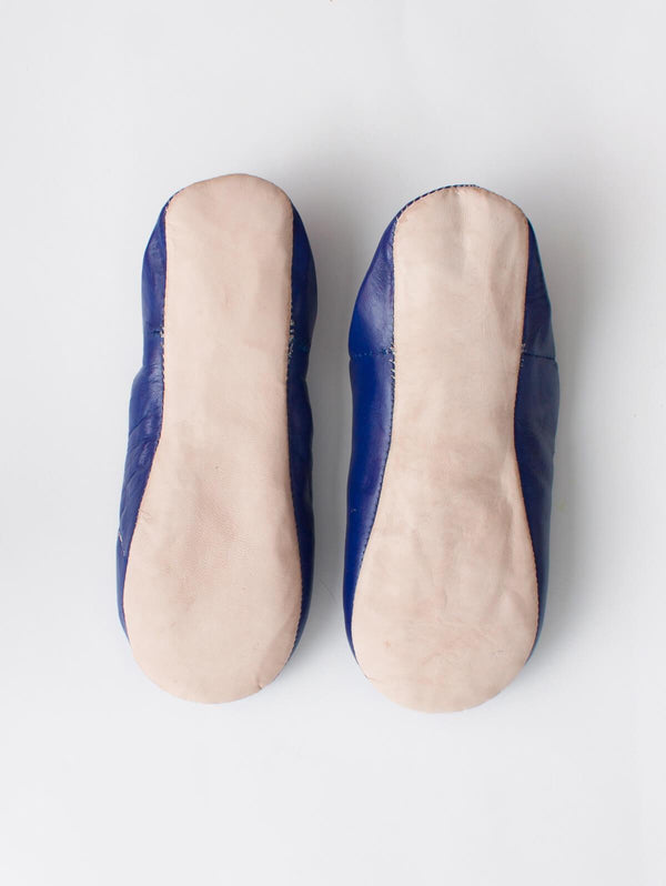 Moroccan Babouche Basic Slippers, Cobalt - Bohemia Design