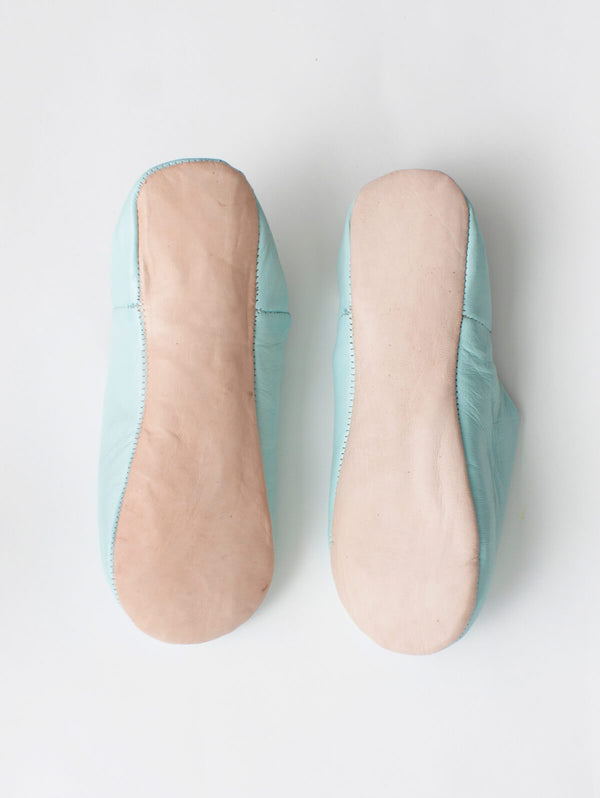 Moroccan Babouche Basic Slippers, Duck Egg - Bohemia Design