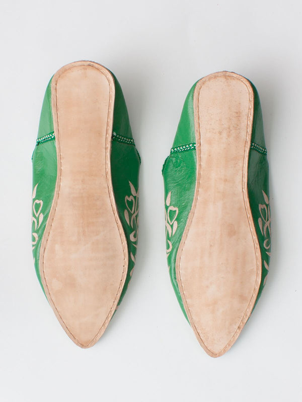 Moroccan Decorative Babouche Slippers, Green