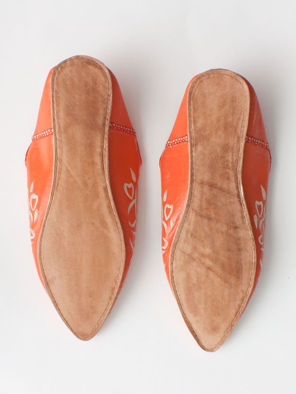 Moroccan Decorative Babouche Slippers, Orange