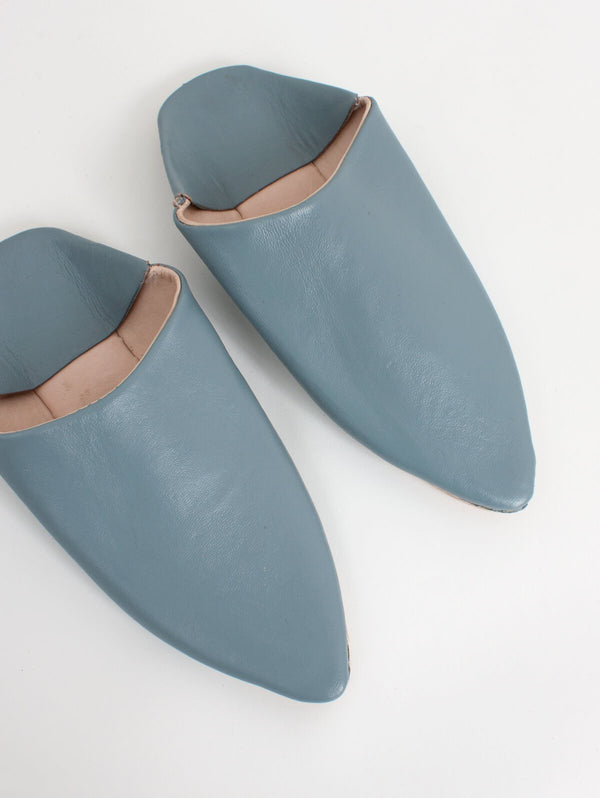 Moroccan Classic Pointed Babouche Slippers, Grey - Bohemia Design
