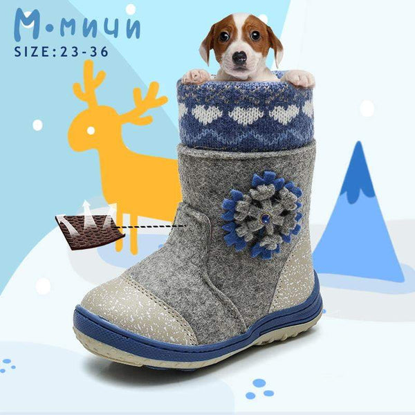 MMNUN Felt Boots baby Warm winter boots for girls Snow Boots Children Shoes kids shoes for girls Mid-Calf zip Size 23-36 ML9421 - ourkids-shop