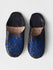Moroccan Babouche Sequin Slippers, Black & Cobalt - Bohemia Design