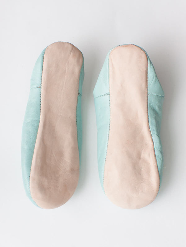 Moroccan Babouche Sequin Slippers, Duck Egg - Bohemia Design