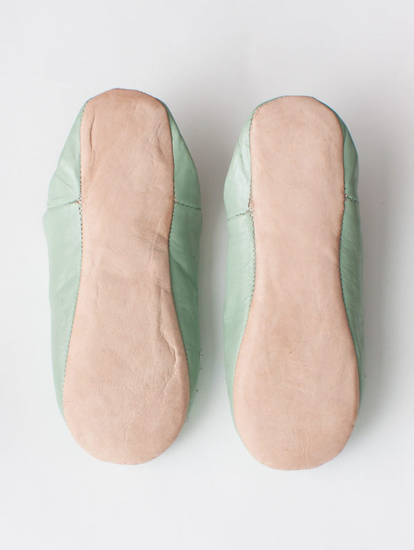 Moroccan Babouche Sequin Slippers, Sage - Bohemia Design