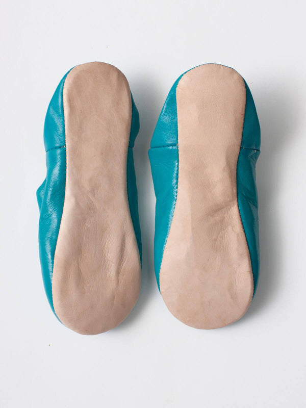 Moroccan Babouche Basic Slippers, Aqua | Bohemia Design
