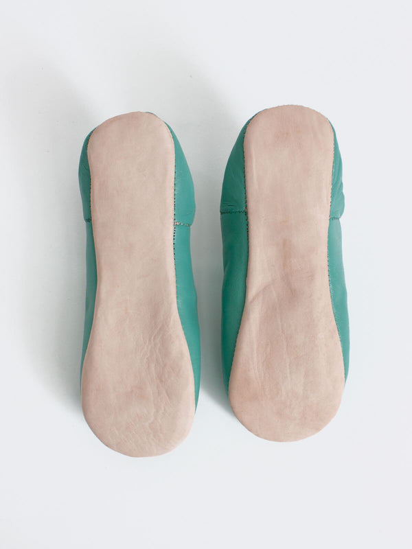Moroccan Babouche Basic Slippers, Sea Green - Bohemia Design