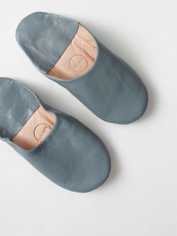 Moroccan Babouche Basic Slippers, Slate Grey - Bohemia Design