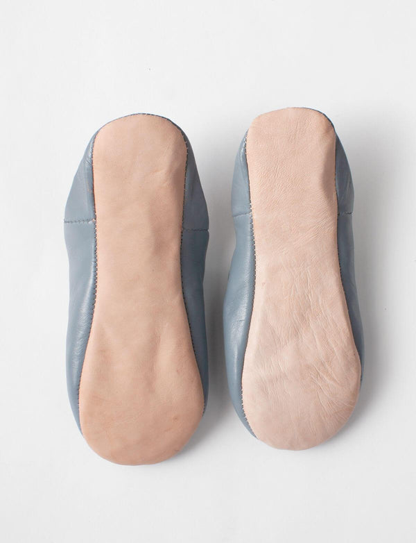 Moroccan Babouche Basic Slippers, Slate Grey - Bohemia Design