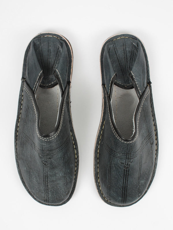 Moroccan Berber Babouche Slippers, Grey - Bohemia Design