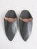 Moroccan Classic Pointed Babouche Slippers, Charcoal - Bohemia Design