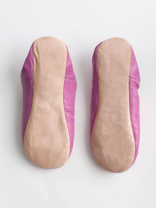 Moroccan Babouche Basic Slippers, Fuchsia - Bohemia Design