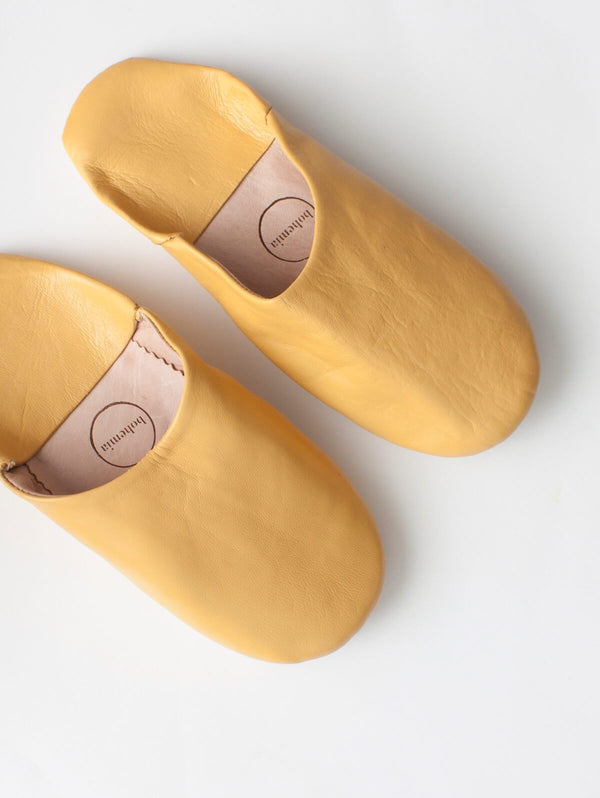 Moroccan Babouche Basic Slippers, Mustard - Bohemia Design