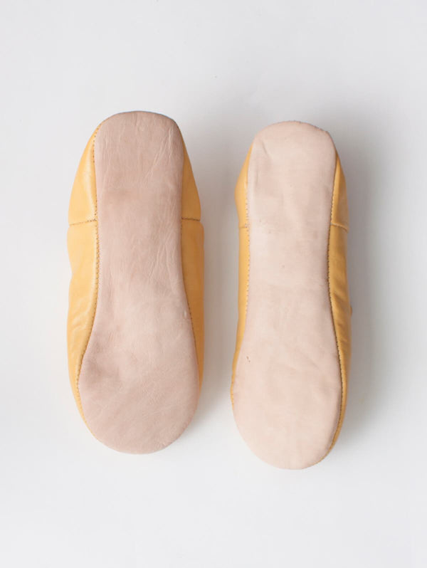 Moroccan Babouche Basic Slippers, Mustard - Bohemia Design