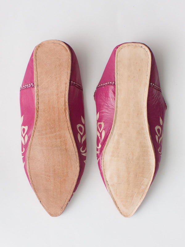 Moroccan Decorative Babouche Slippers, Fuchsia