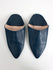 Moroccan Classic Pointed Babouche Slippers, Indigo - Bohemia Design