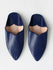 Moroccan Plain Pointed Babouche Slippers, Cobalt - Bohemia Design