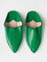 Moroccan Plain Pointed Babouche Slippers, Green - Bohemia Design
