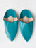 Moroccan Plain Pointed Babouche Slippers, Teal - Bohemia Design