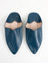 Moroccan Plain Pointed Babouche Slippers, Indigo - Bohemia Design