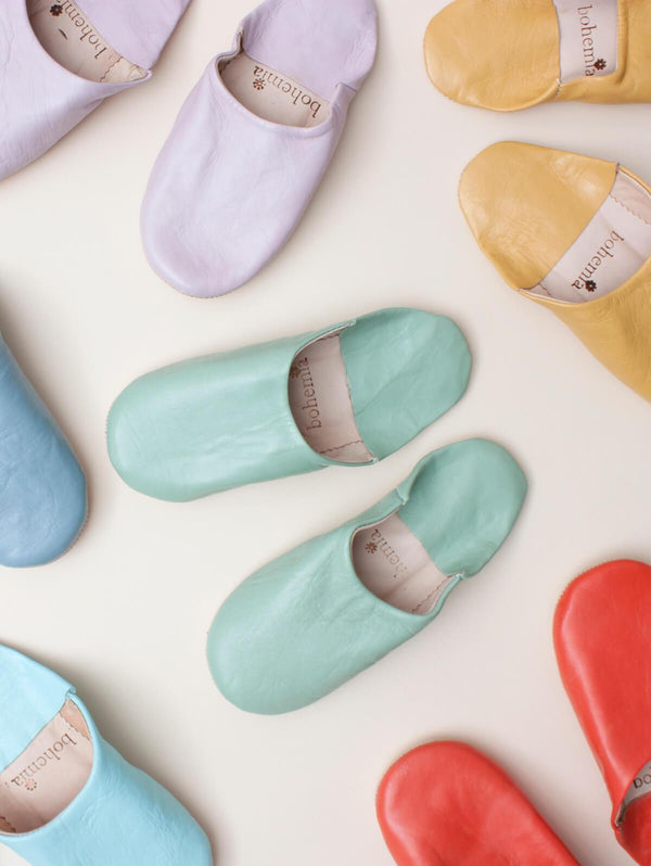 Moroccan Babouche Basic Slippers, Mustard - Bohemia Design