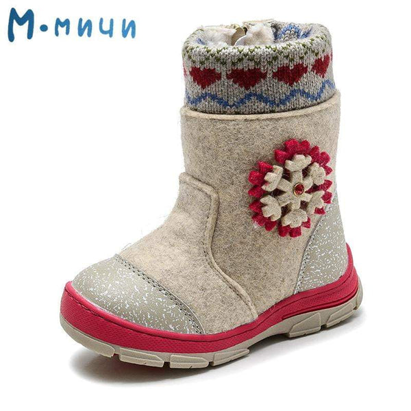 MMNUN Felt Boots baby Warm winter boots for girls Snow Boots Children Shoes kids shoes for girls Mid-Calf zip Size 23-36 ML9421 - ourkids-shop